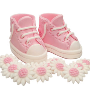 Zestaw na tort Buciki różowe - chrzest roczek /RO12