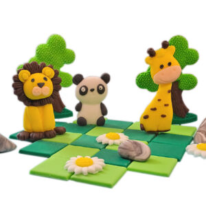 Zestaw na tort  - Safari - lew, żyrafa, panda + dodatki /SAF3
