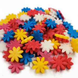Stokrotki małe cukrowe kolorowe na tort, babeczki 20g
