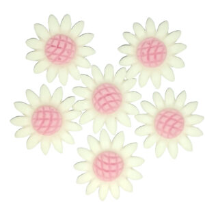 Ozdoba na tort Kwiatki stokrotki różowe 6szt