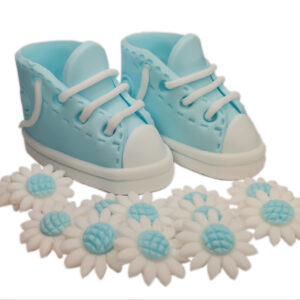 Zestaw na tort Buciki niebieskie - chrzest roczek /NB12