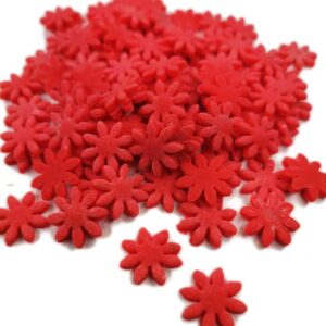 Stokrotki małe cukrowe czerwone na tort, babeczki 20g