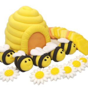 Zestaw na tort UL i Pszczółki pszczoła 5szt + kafle +kwiaty /ULK6