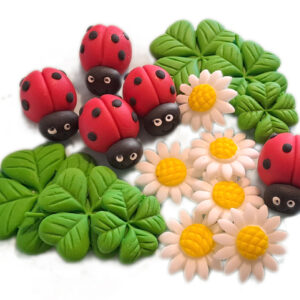 Zestaw na tort Biedronki 5szt + koniczyna +kwiaty