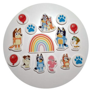 Zestaw na tort topper Bluey 15 elem. 2D