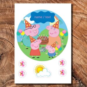 Wydruk cukrowy na tort A4 świnka Peppa napis DIY