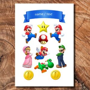 Wydruk cukrowy na tort A4 Super Mario napis DIY