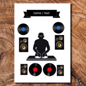 Wydruk cukrowy na tort DJ muzyka klub napis