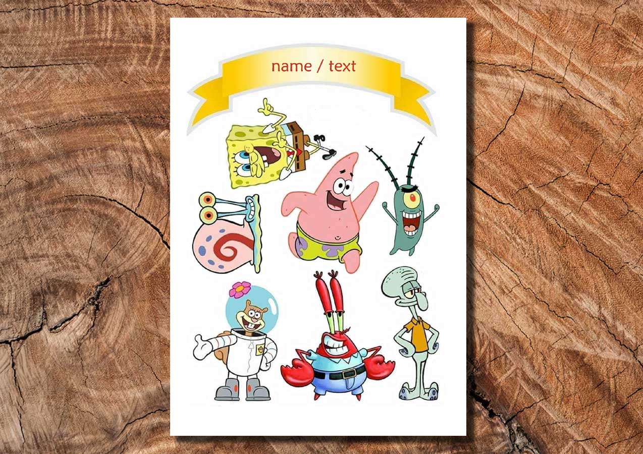 Wydruk cukrowy na tort A4 SpongeBob napis DIY