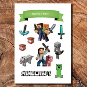 Wydruk cukrowy na tort A4 Minecraft napis DIY